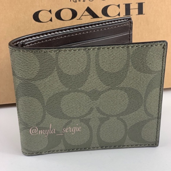 Coach Men’s Slim Billfold Signature Coated Wallet - Picture 5 of 7